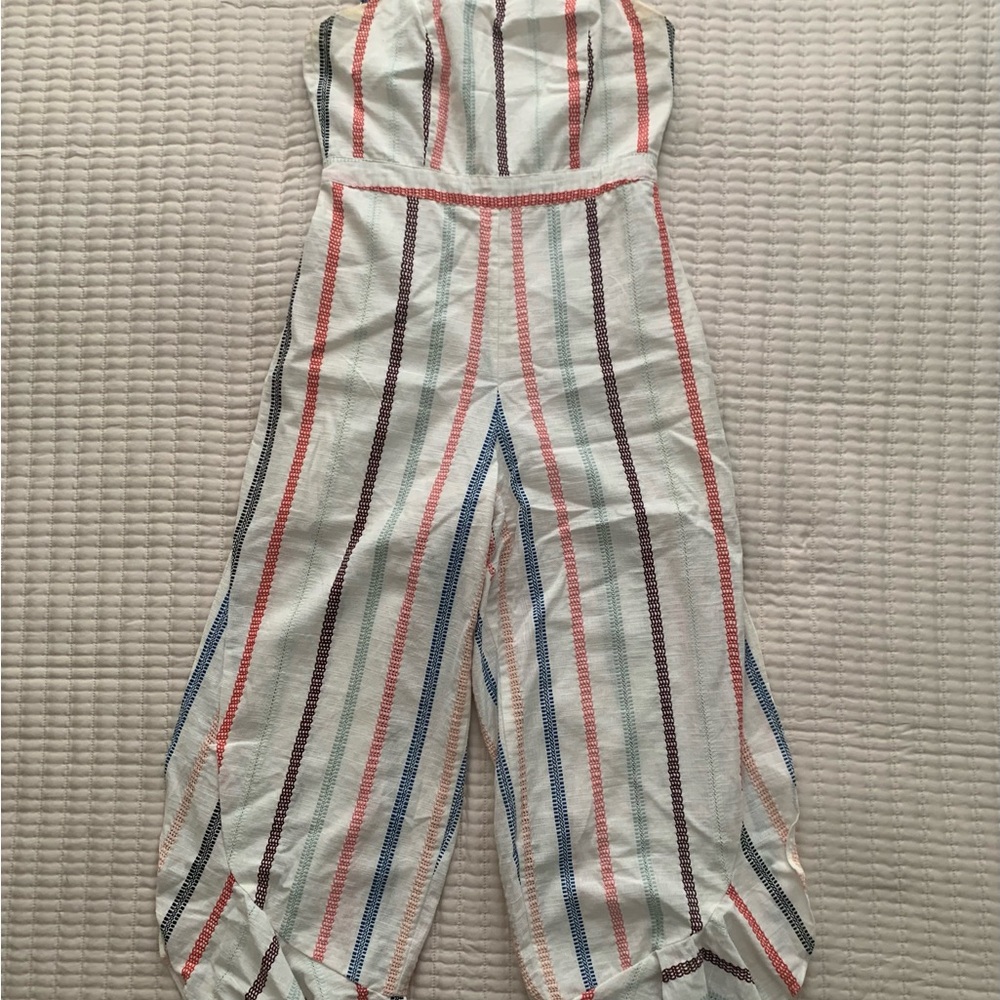 Red Carter Striped Strapless Jumpsuit in Blue, Orange, Pink